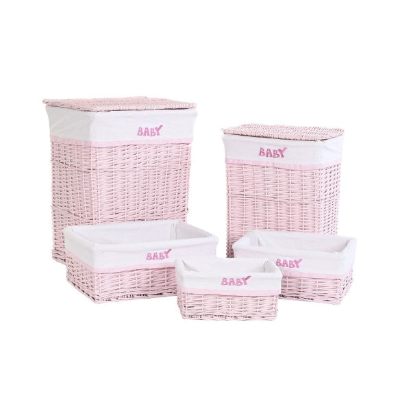 Korisetti DKD Home Decor Pinkki Polyesteri Lasten korihuonekalut (44 x 34 x 56 cm)